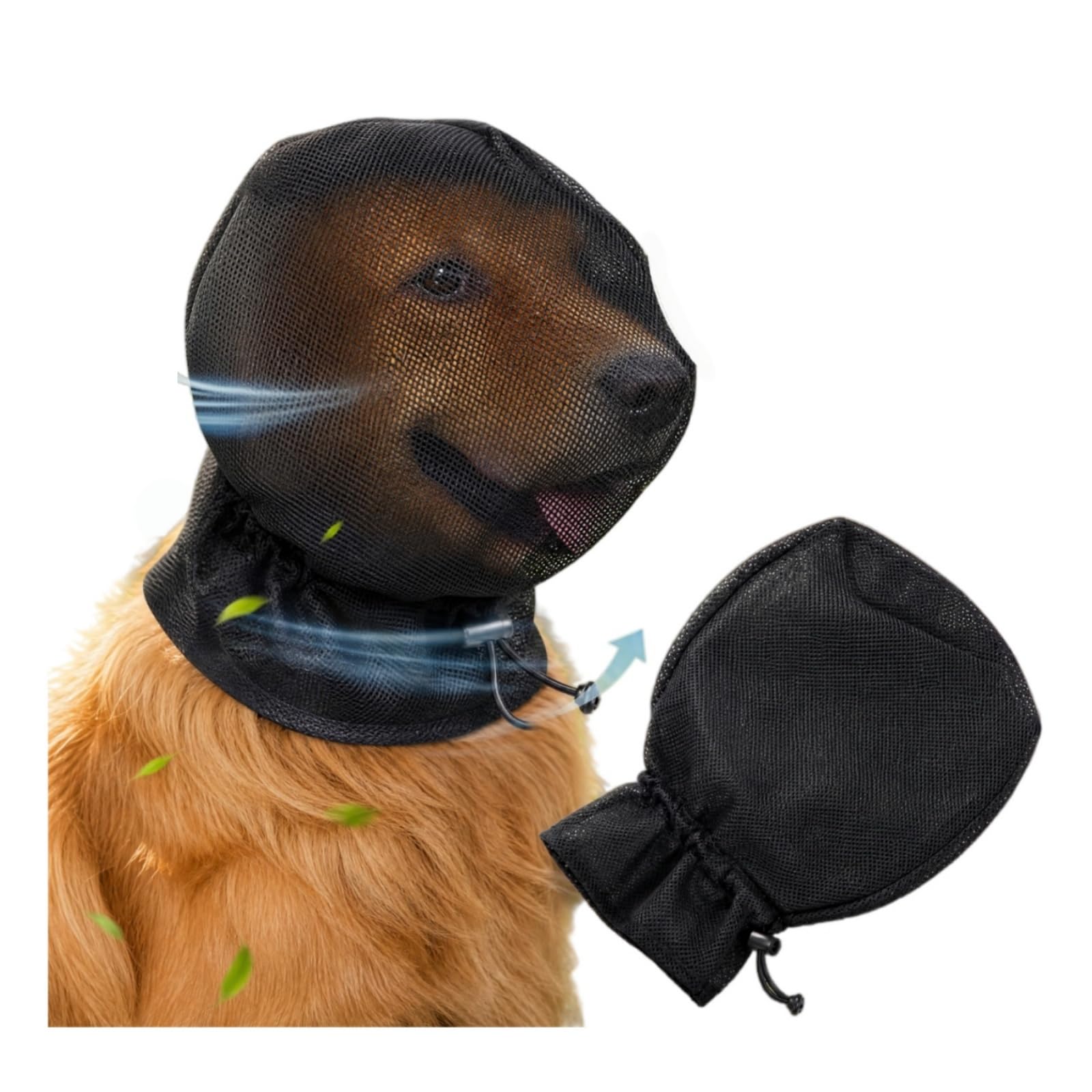 Adjustable Dog Protection Mask, Anti-Foxtail Head Protector Adjustable Straps Face Head Guard for Outdoor Hiking Camping