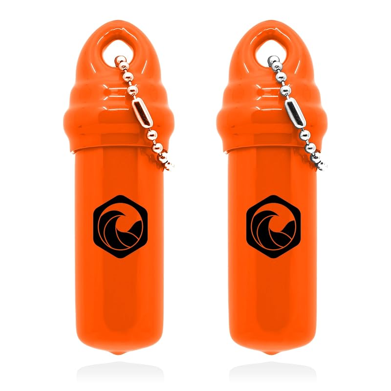 Chaveiro flutuante Seahive com compartimento à prova d’água para chaves de barco, laranja, kit com 2 unidades