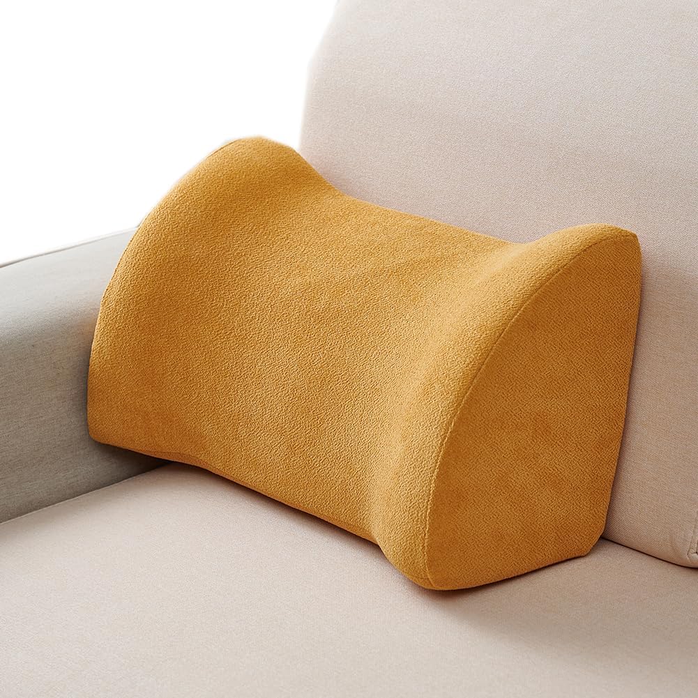 Sofa Lumbar Pillows Sponge Couch Side Head Cervical Neck Pillow Office Chair Waist Cushion Bed Rest Reading Pillows (Beige White, 45×19×28cm/17.7"×7.48"×11.02")