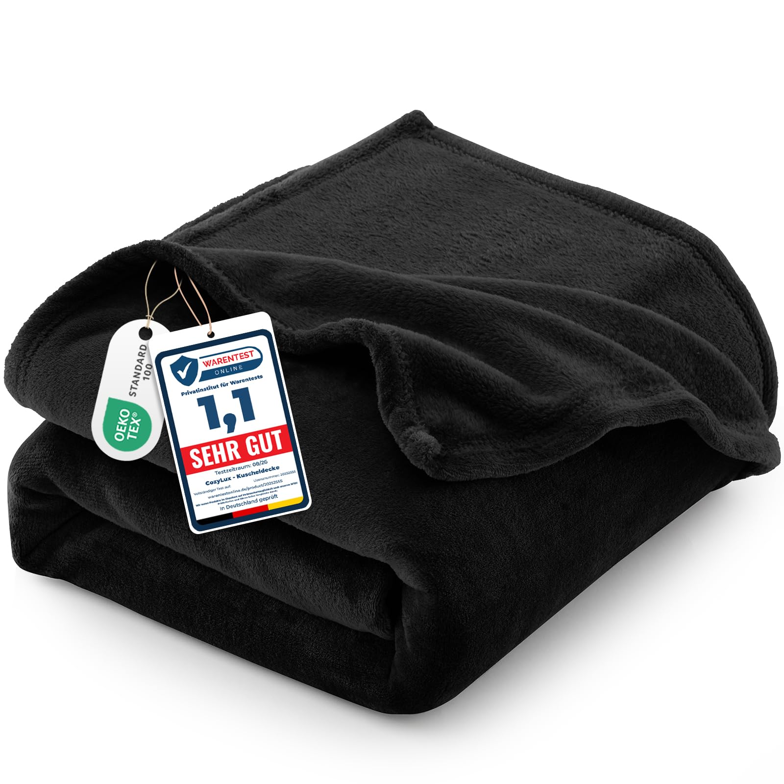 CozyLux Kuscheldecke Flauschig Decke 150x200 cm Schwarz