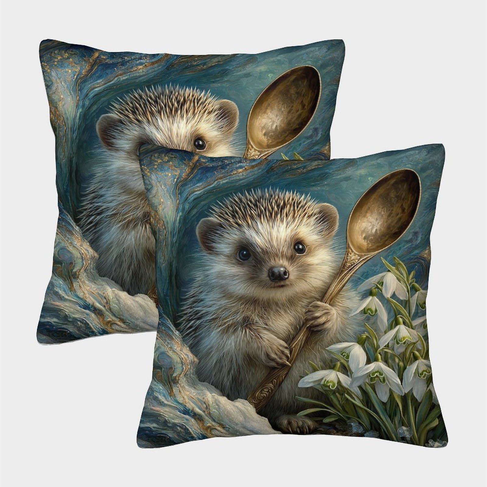 kaiyun 2 Pack Little Hedgehog Pillowcase 45x45cm, Cushion Cover,3D Digital Printing Bed Sofa Decorative