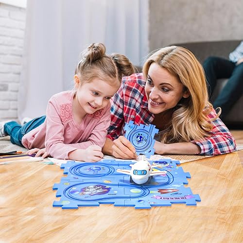 Miniatura 65 de Regalo de cumpleaños para niño de 4 años: set de pista de autos Puzzle Racer con mapa de carretera. Juguete de pista de autos y rompecabezas ideal