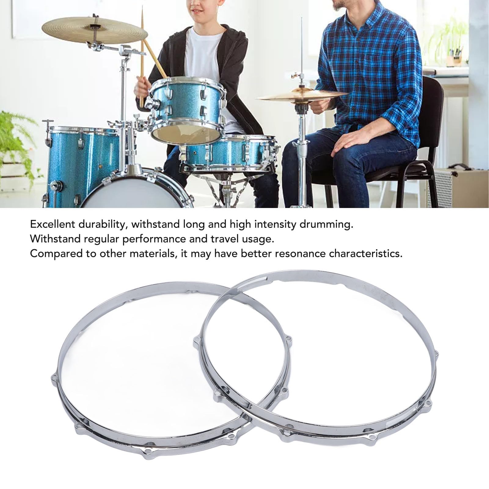 Cerchio per Batteria a 10 Fori da 2 Pezzi, Set di Cerchi per Batteria a Percussione Ludwig in Lega da 14 Pollici Miglioramento del Suono per Viaggi di Prestazioni