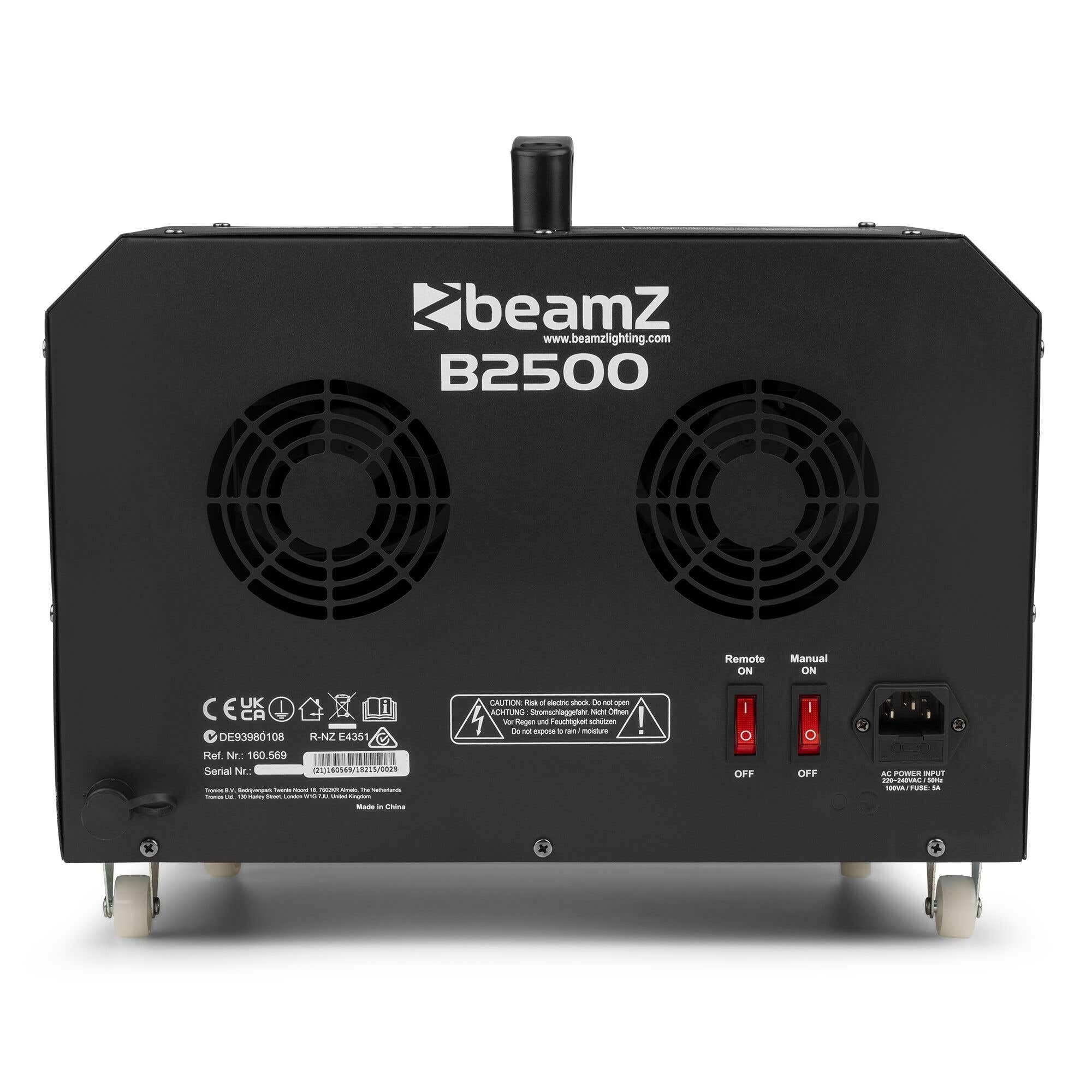 BeamZ B2500 - Automatische Seifenblasenmaschine Hochzeit Seifenblasen Maschine, inkl. Fernbedienung, 100 Watt, Bubble Machine, Seifenblasen Hochzeit Machine, Effektmaschine - Schwarz