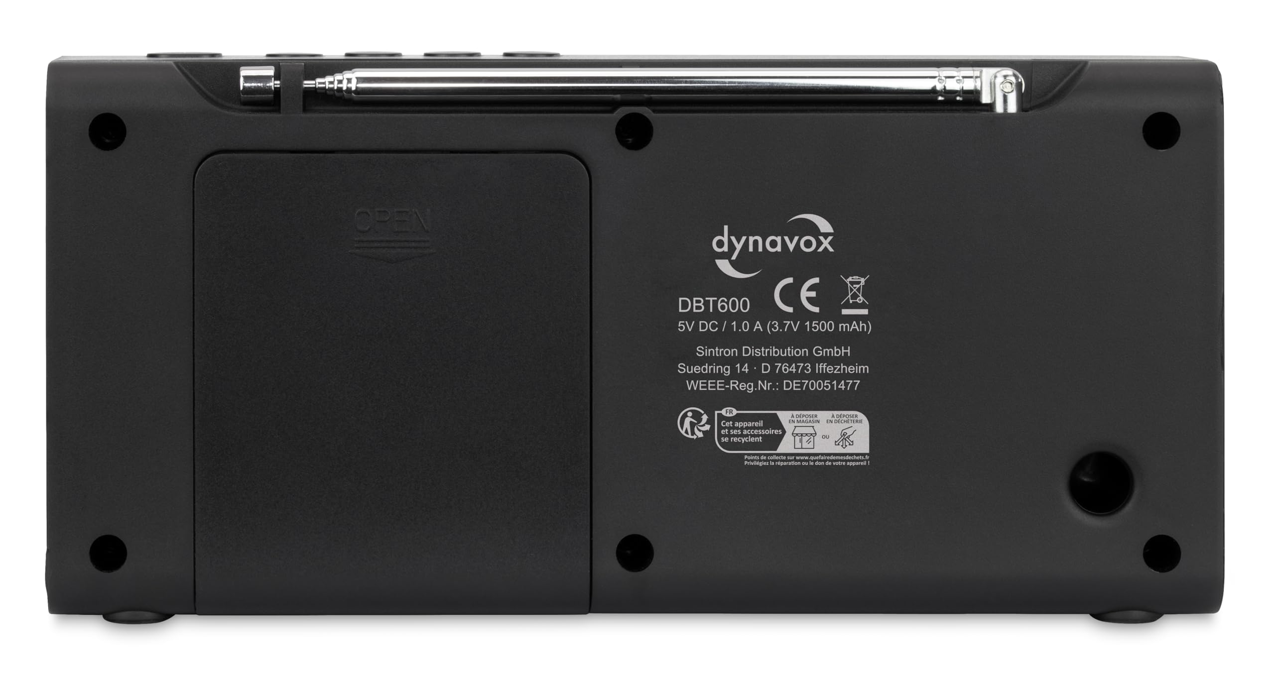 Dynavox DBT200 Radio Digital portátil Dab+/FM, Ideal como Radio de Cocina, Radio de baño, Radio de Oficina, Radio de Taller, Despertador, Pantalla BT, TFT, Funcionamiento con Red eléctrica o baterías