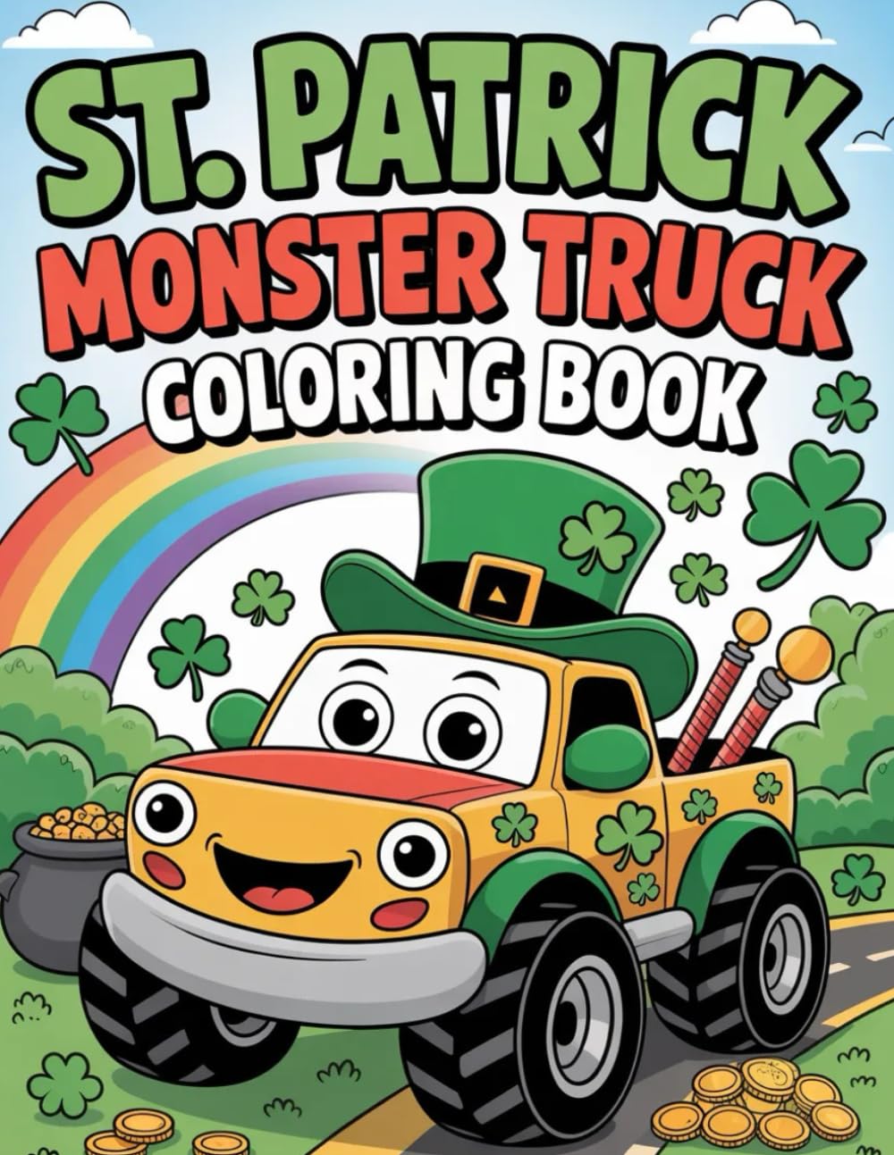 St. Patrick’s Day Monster Truck Coloring Book: Fun & Festive Truck Coloring Pages with Leprechauns, Shamrocks & Irish Magic