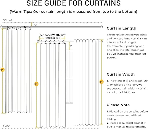Miniatura 9 de INOVADAY - Cortinas 100% opacas para dormitorio y sala de estar, con anillos de clip, bolsillo para barra, juego de 2 paneles, de lino, con
