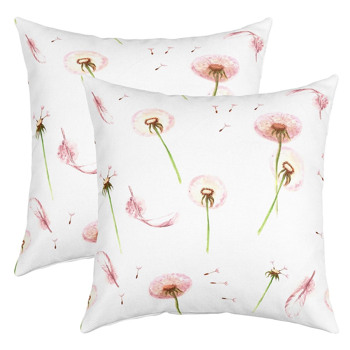 Richhome Multi 04 Watercolor Dandelion Throw Pillow Covers Wild Flowers Dreamy Feather Decor Cushion Covers For Kids Teens Adults Natural Floral Plants Rustic Style Cushion Cases For Sofa Chairs 20X20 Inch Set Of 2