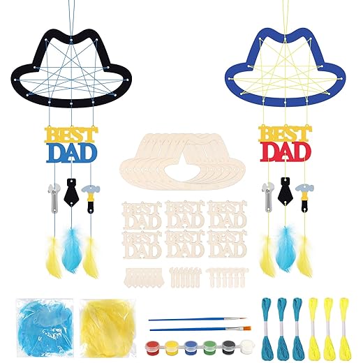 6 Pack DaD Dream Catcher Craft Kit for Kids Paint You Own Father's Day Dreamcatcher DIY Coloring Wooden Art and Craft for Art Activity Project Father Gifts from Daughter Son