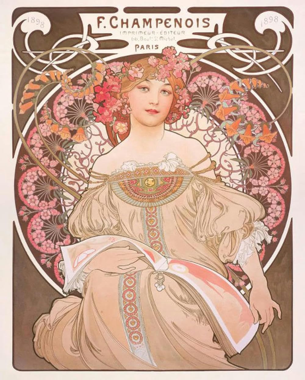 Queen Show Gold Cross Stitch Embroidery Kit,?11Ct Alphonse Mucha Retro Embroidery Kit Beginner Kit Dmc Thread Cotton Design Printing-40X50cm