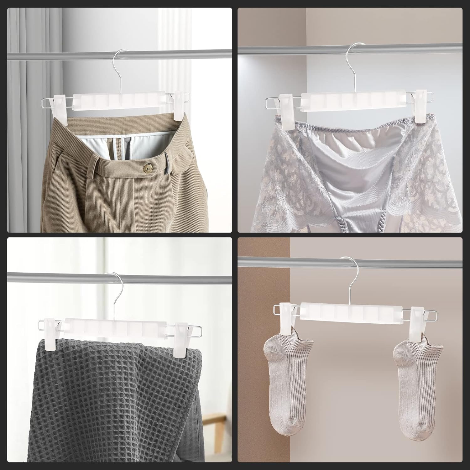 10 Pack Pants Hangers with Adjustable Non-Slip Clips Anti-Rust Hanging Hook for Trouser,Skirts,Jeans,Clothes Hangers Transparent - Image 4