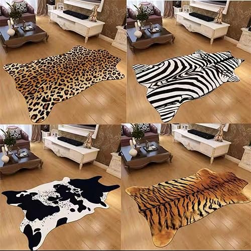 Miniatura 3 de Alfombra grande con diseño de piel de animal, 4 x 6 pies, con estampado de cebra, decoración moderna del hogar, para sala de estar, dormitorio,