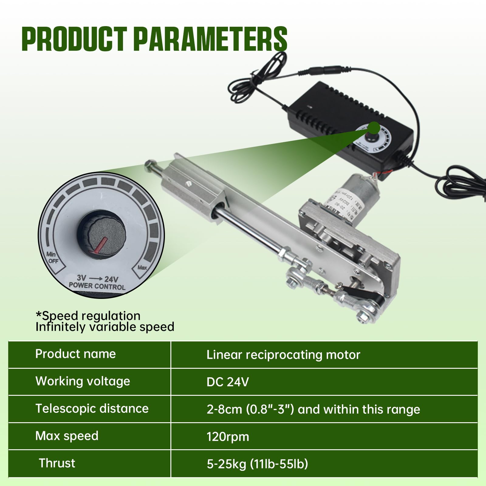 CNCTOPBAOS Reciprocating Linear Actuator DC24V Adjustable 0.78"-3.14" 120RPM — Amazon image 4