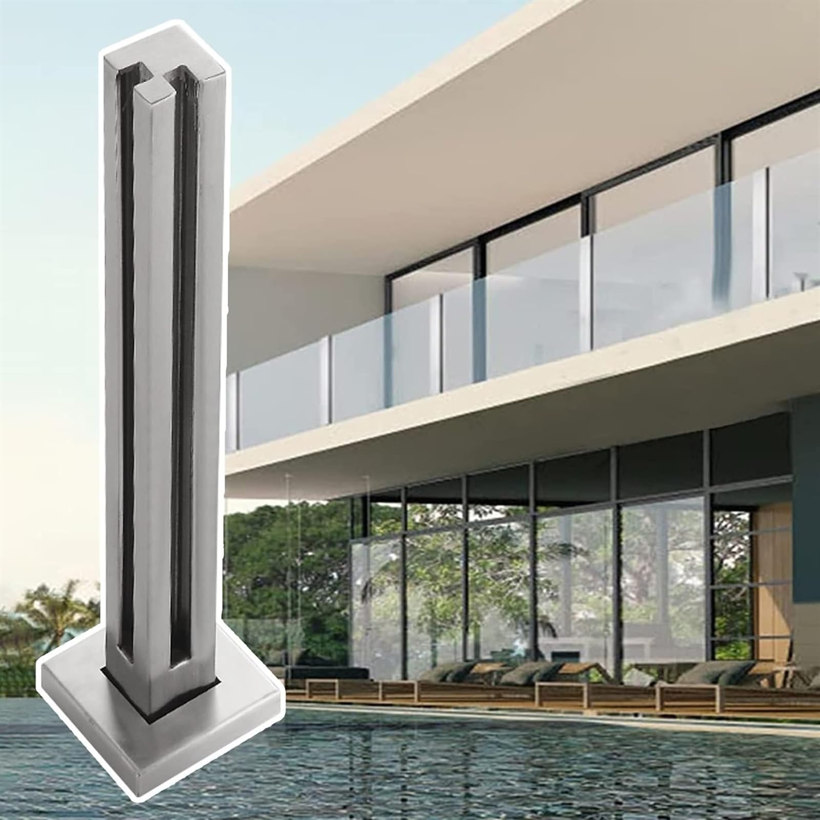 Pince de balustrade en verre carrée inox pour une sécurité optimale