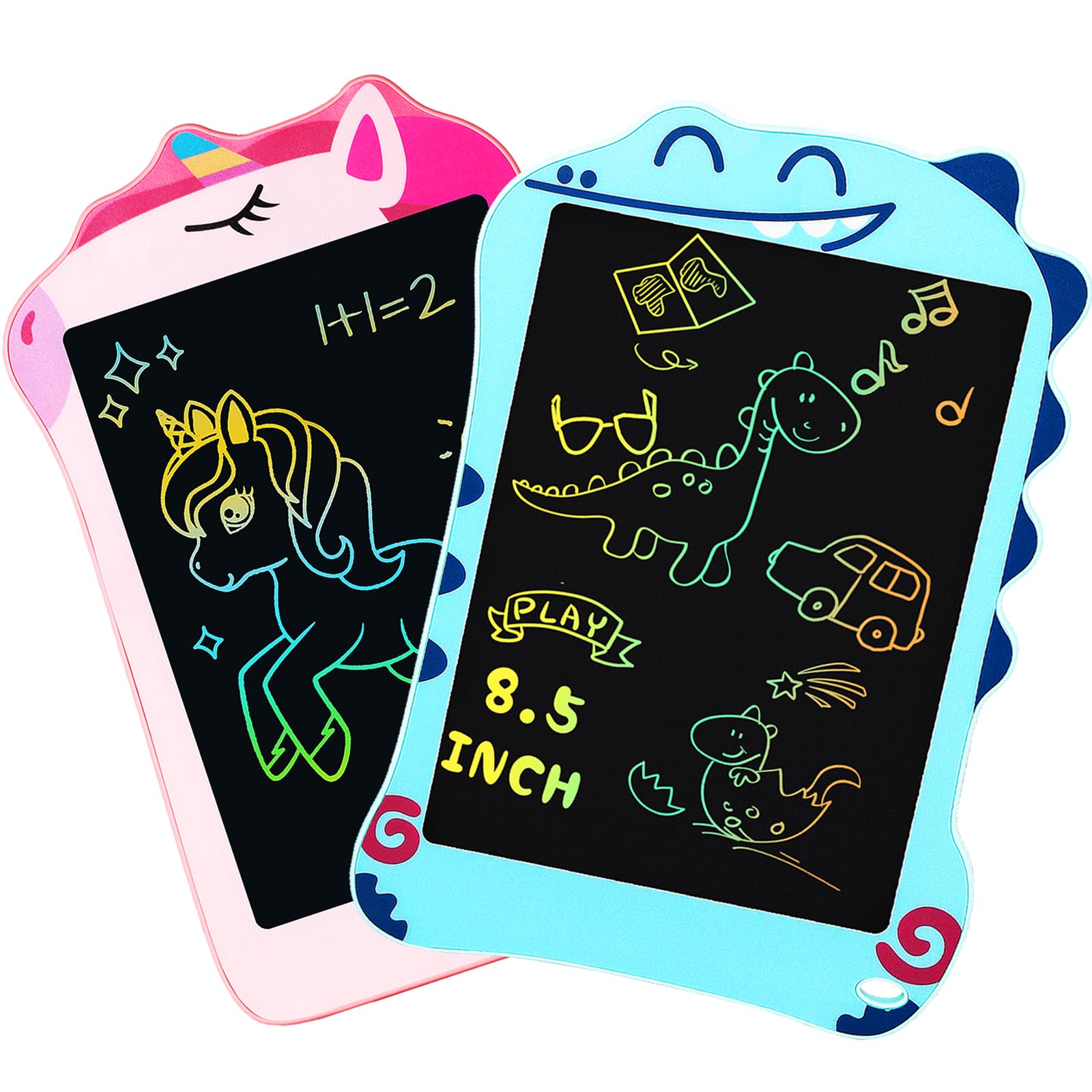 2 Packs LCD Writing Tablet for Girls Boys Pink Unicorn and Blue Dinosaur