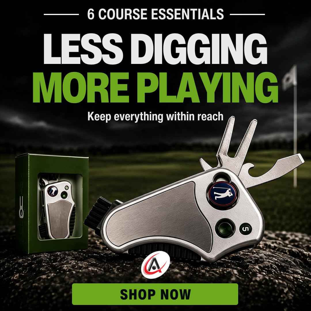 Golf Multitool All-in-One: Contatore di Ictus, Strumento di Riparazione Divot, Spazzola, Marcatore a Sfera, Pulitore Scanalature