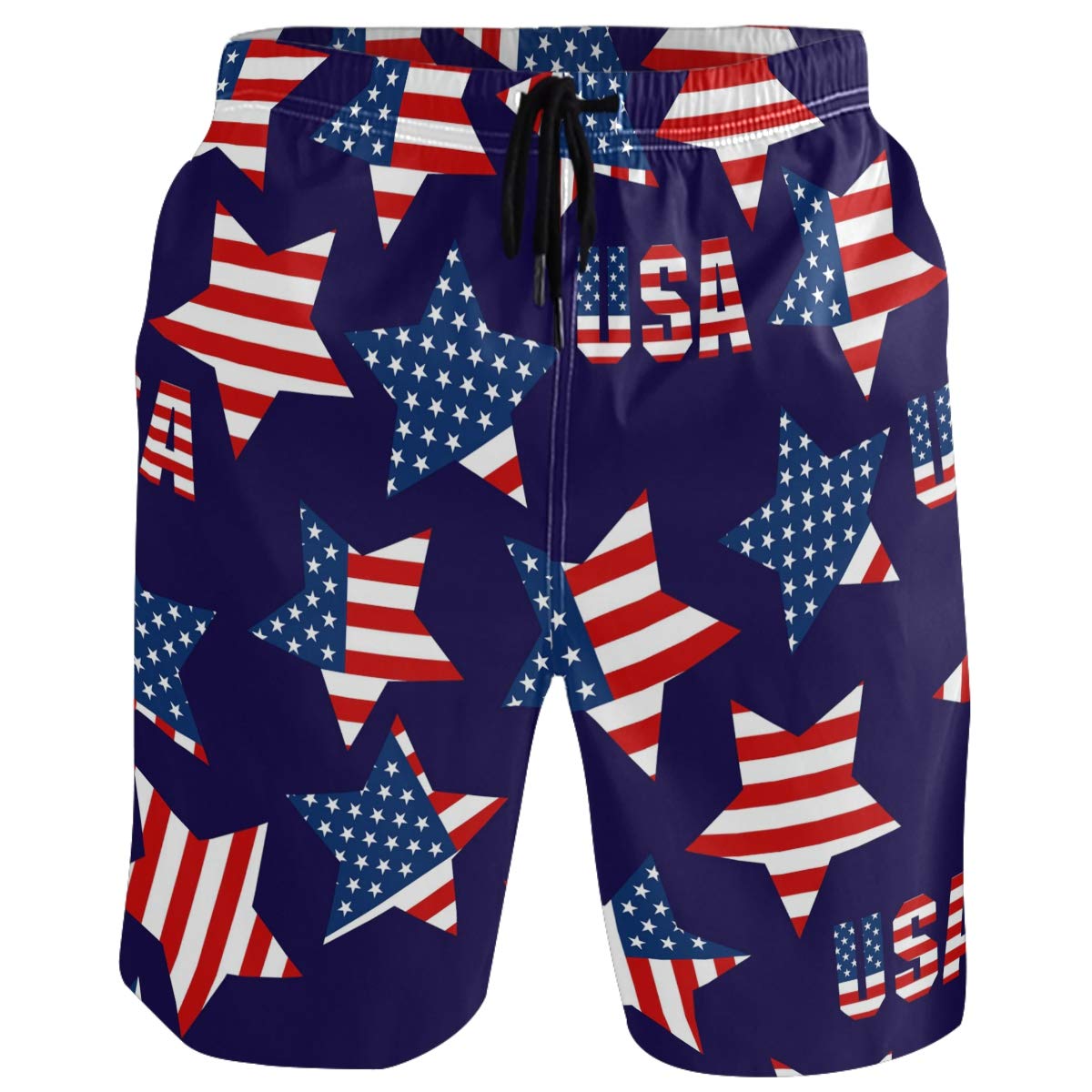 Visesunny Men's Star Stripe Stylish Swim Trunks Quick Dry Beachwear Sports Swim Board Shorts Holiday Party Bathing Suits, XX-Large