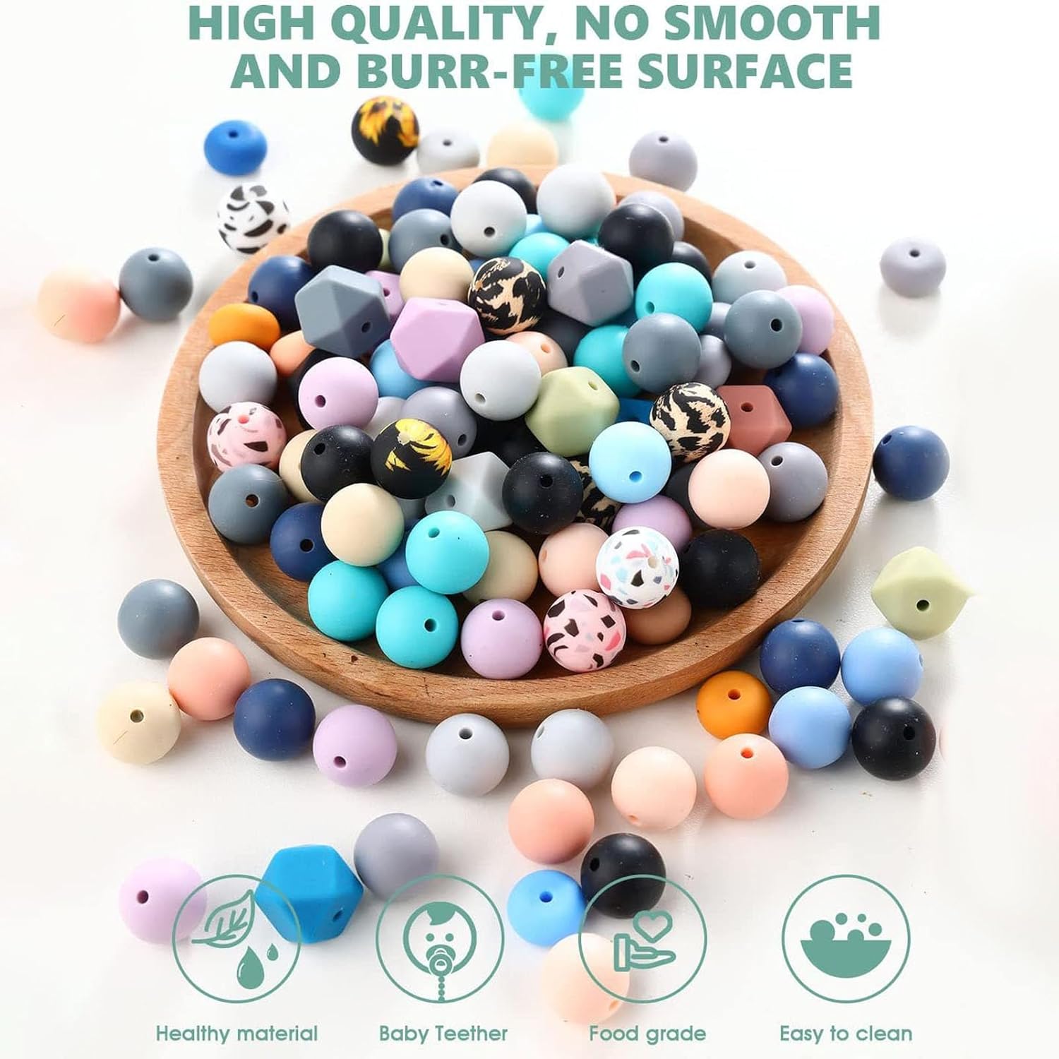 235pcs Silicone Beads for Keychain Making,0.6in Silicone Beads kit for Keychain Bracelet Lanyards Pens with Key Rings and Tassels