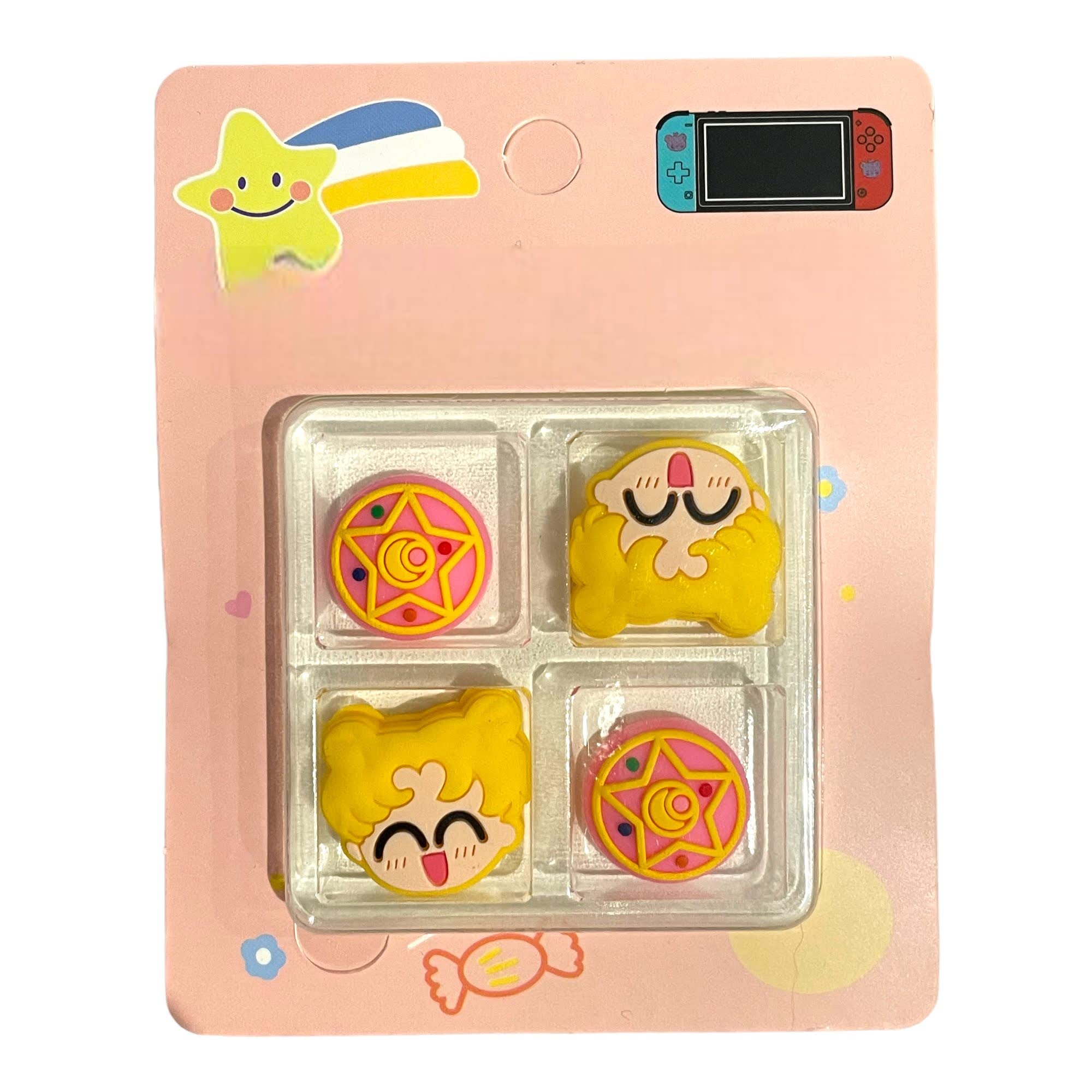 Prysm Gaming Pack of 4 Sailor Moon Rubber Thumb Grips Caps Covers Compatible With Switch Joy-Con OLED Switch Joycon & Switch Lite