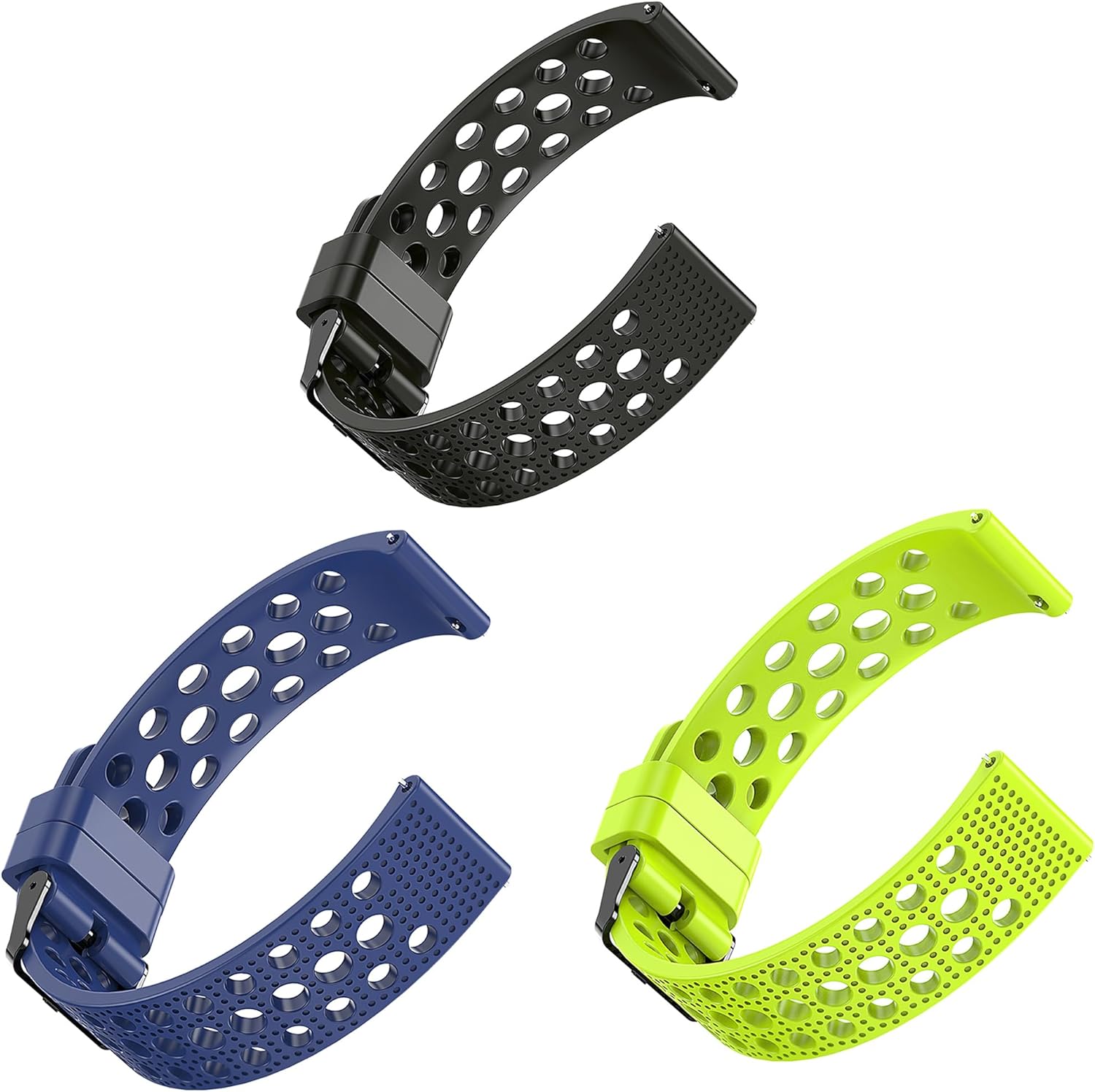 Lamshaw Compatible with Amazfit Bip 6 bands, Quick Release 22mm, 20mm Silicone Replacement Wristbands Sport Strap Compatible with Amazfit Active 2 Sqaure Smart Watch