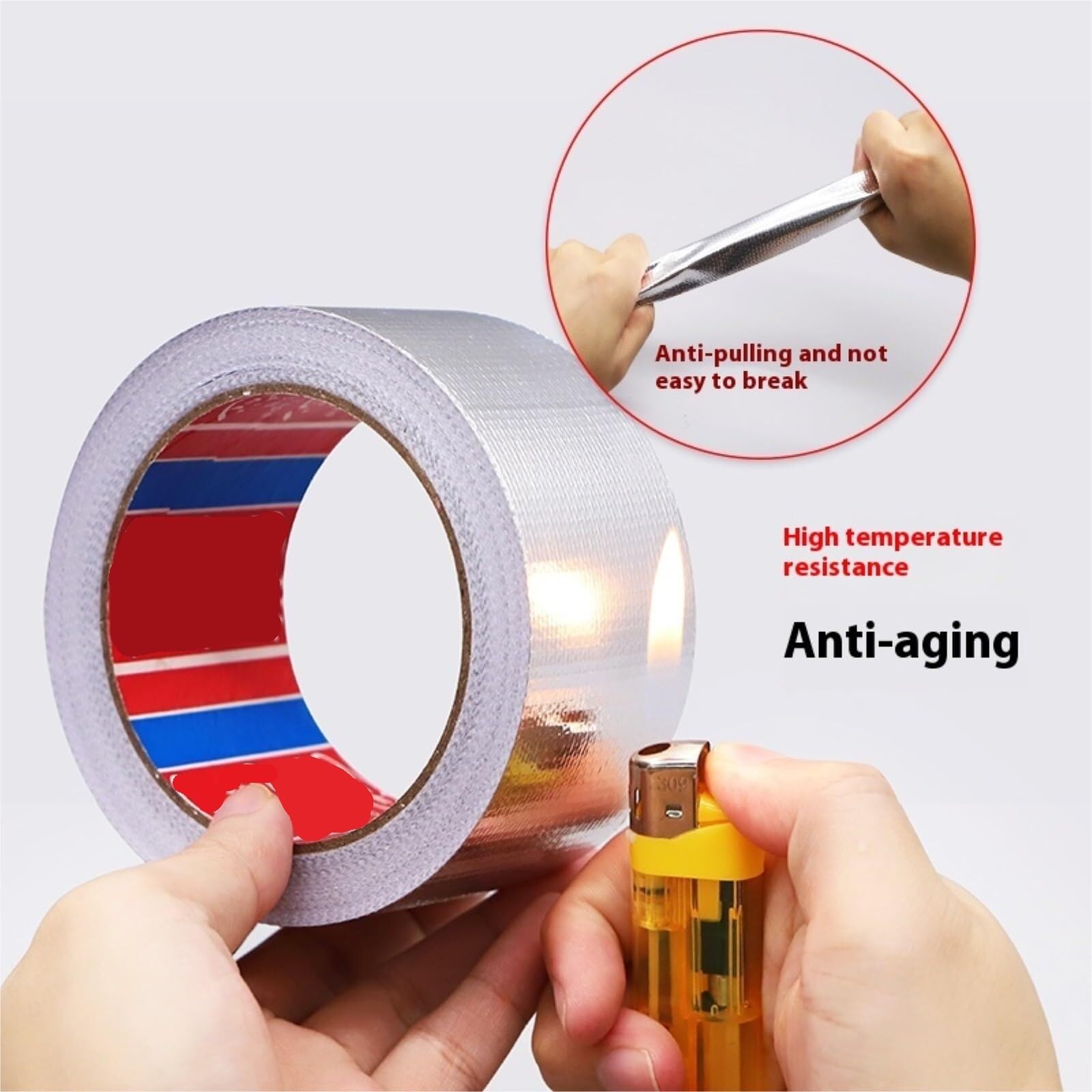 1 unidad de cinta de aluminio ignífuga - Cinta selladora de tela de fibra de vidrio resistente a altas temperaturas for techos, ventanas y vehículos recreativos(20mx0.15mmx300mm)