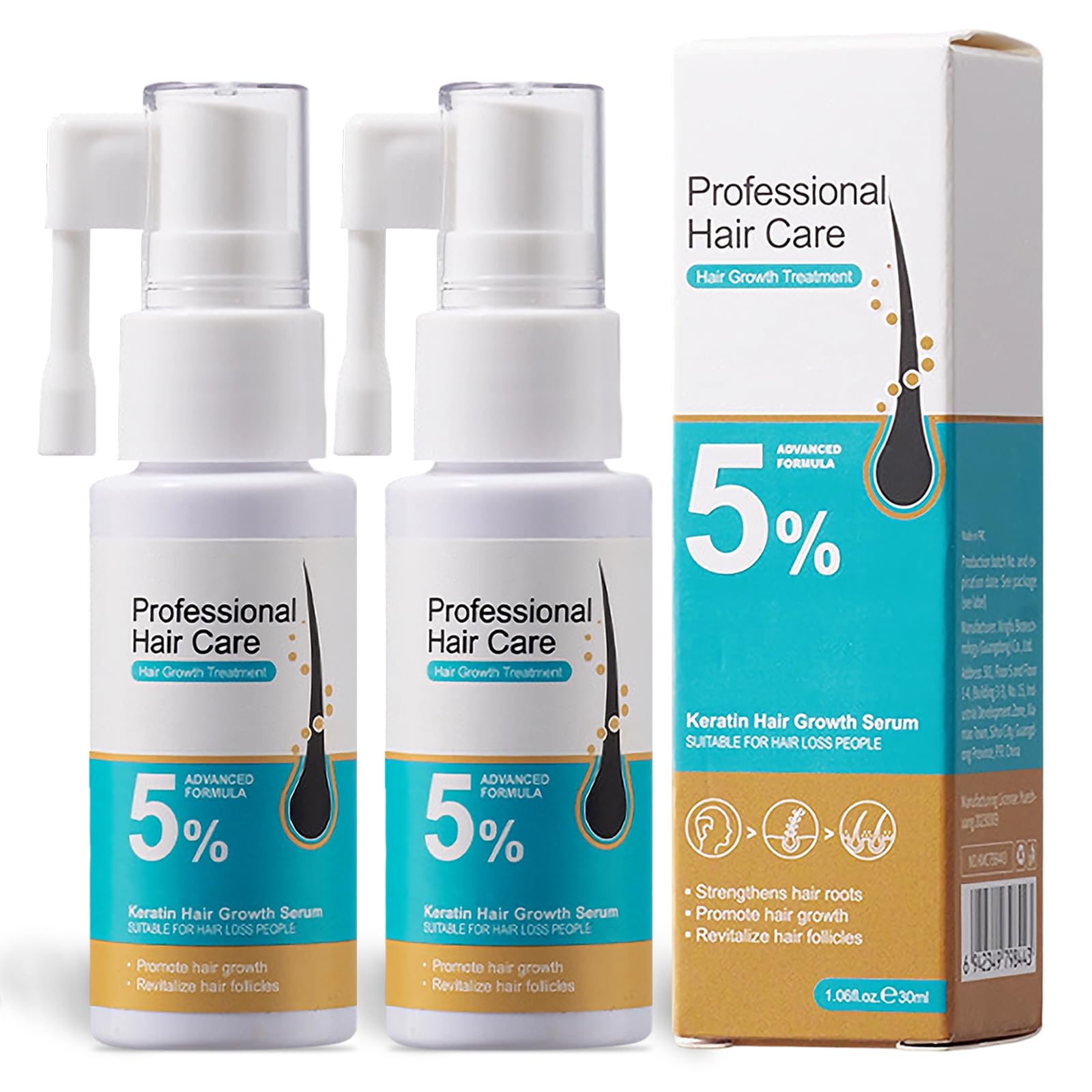 2×30ML Siero Capelli Crescita, Anti-Caduta Dei Capelli Sieri Di Crescita, Promuove una Hair Growth Serum, Rinforza Cuoio Capelluto e Hair, per Uomo e Donna