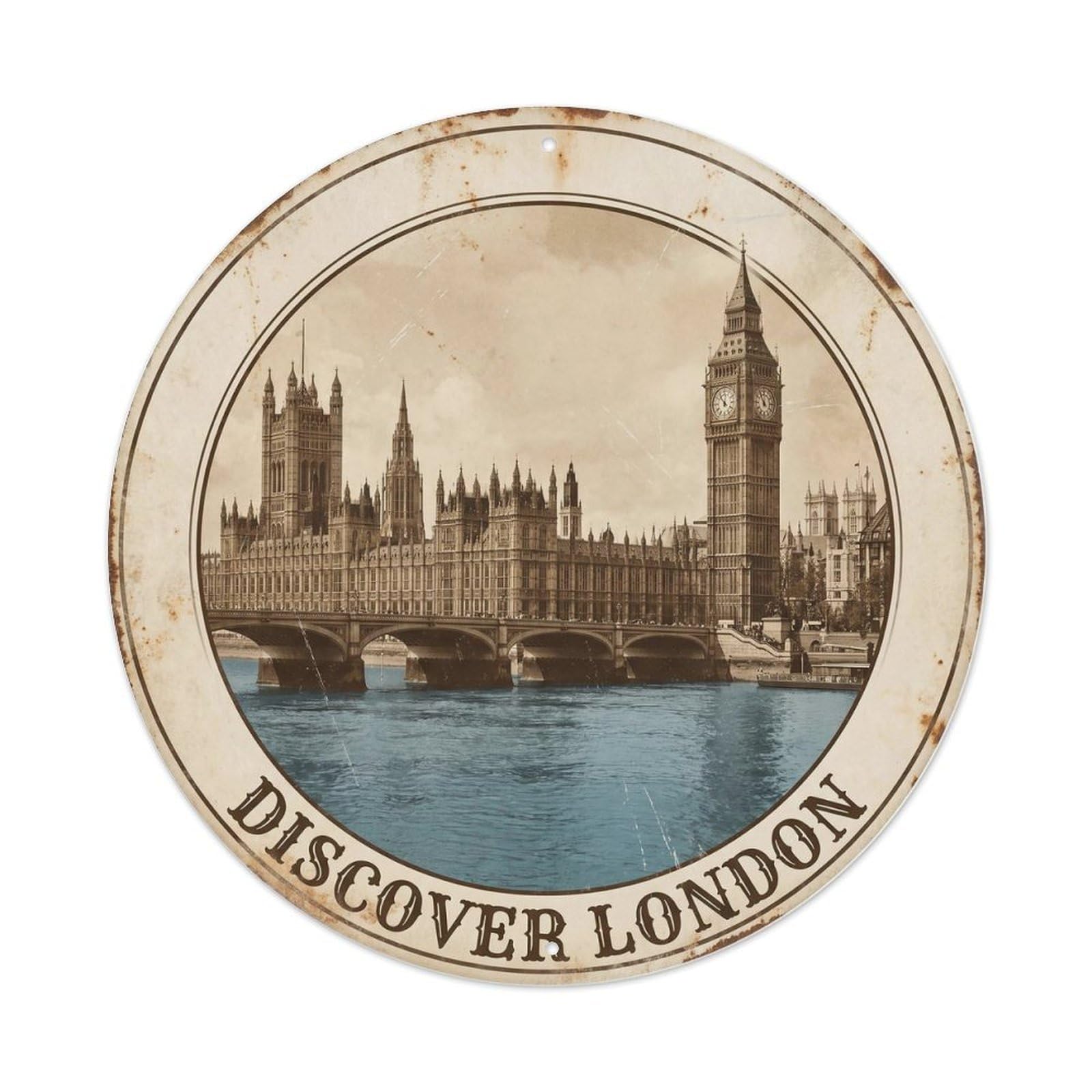 Fqcyn Style Vintage Travel London Parliament River Metal Tin Sign