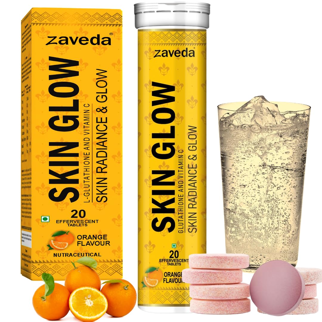 ZAVEDA SKIN GLOW | 20 Glutathione Effervescent Tablets With Vitamin C, NAC, Selenium | Orange Flavor | Beauty Antioxidant Supplement for Radiant Skin-image-24