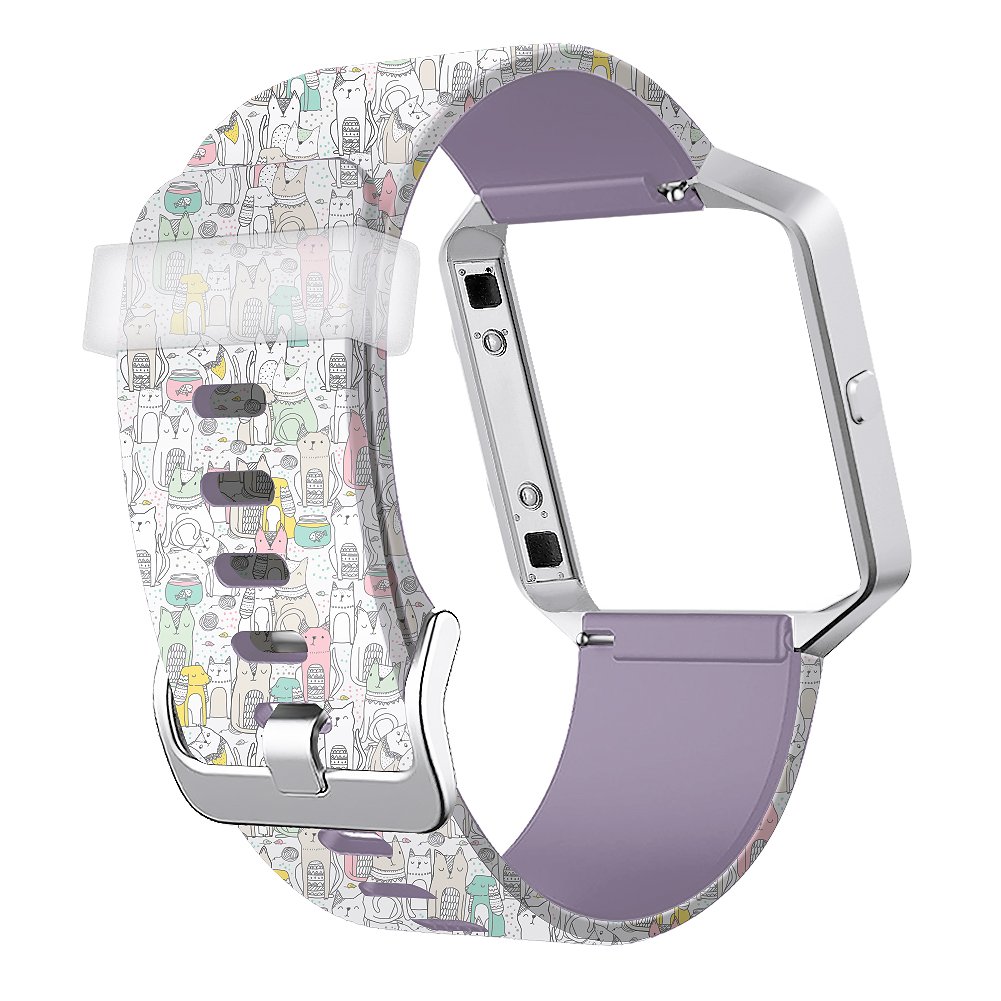 SKYLET Compatible with Fitbit Blaze Band with Frame, Soft Silicone  Replacement Floral Printed Band with Black Frame Compatible Fitbit Blaze  Bracelet