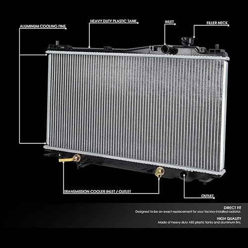 Miniatura 3 de DNA Motoring OEM-RA-2354 2354 Radiador de aluminio compatible con Honda Civic 01-05 1.7L AT, 25-7/8 pulgadas de ancho x 13-3/4 pulgadas de alto x