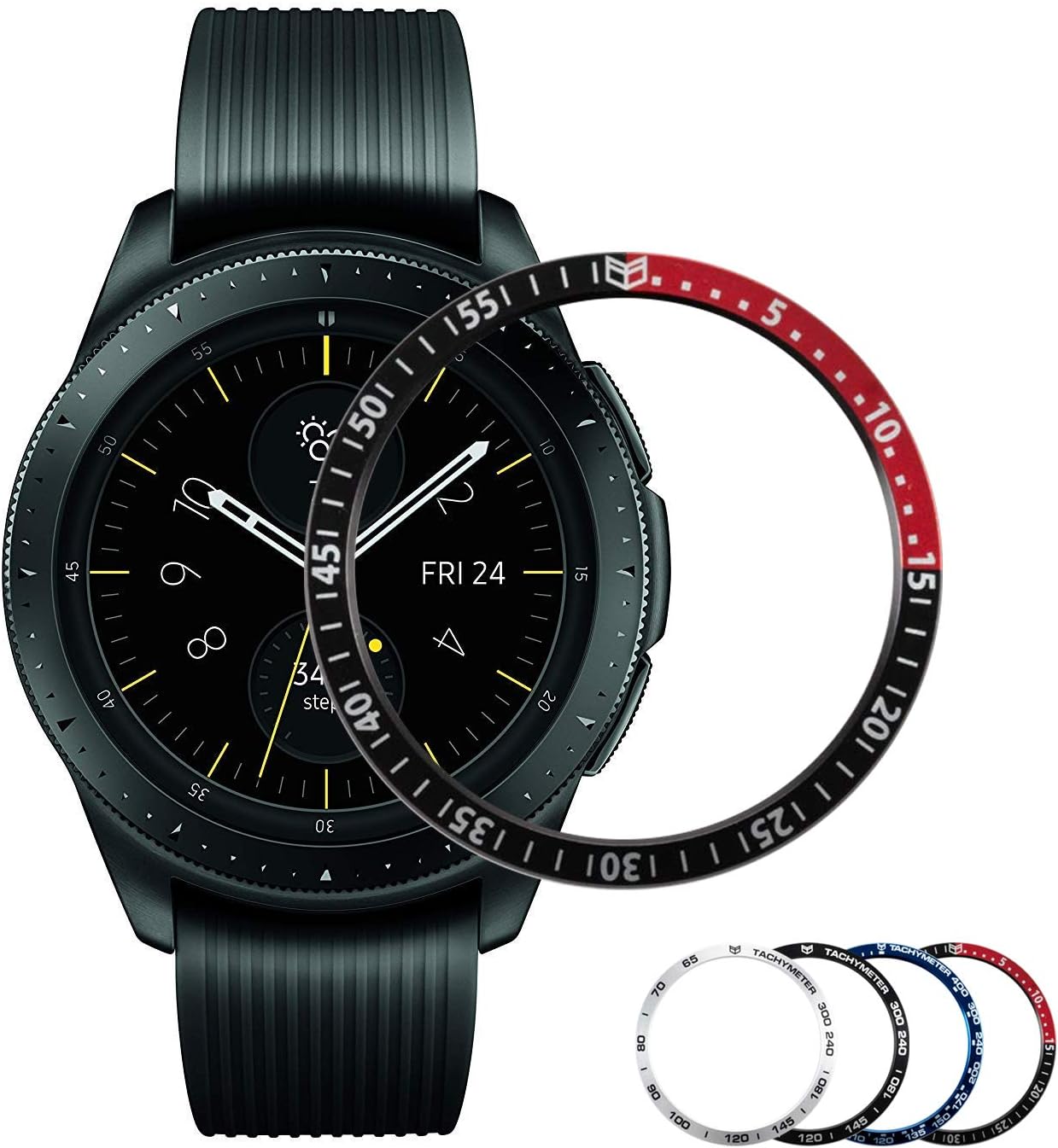 [Aluminum] Galaxy Watch 42mm Bezel Styling, Galaxy Gear Sport Frontier & Classic Bezel Ring Adhesive Cover Anti Scratch Aluminium Protection Tachymeter, Design for The Galaxy Watch Accessories - BRD