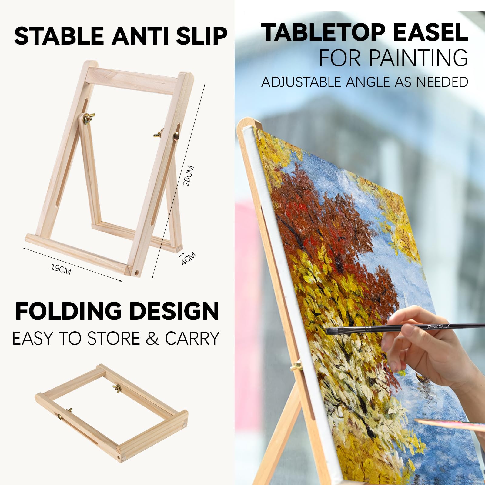 koseibal Juego de pintura acrílica para adultos y niños, kit de 37 piezas de pintura acrílica de 18 colores, 8 pinceles de pintura, 6 paneles de lienzo, caballete de madera, paleta, almohadilla de