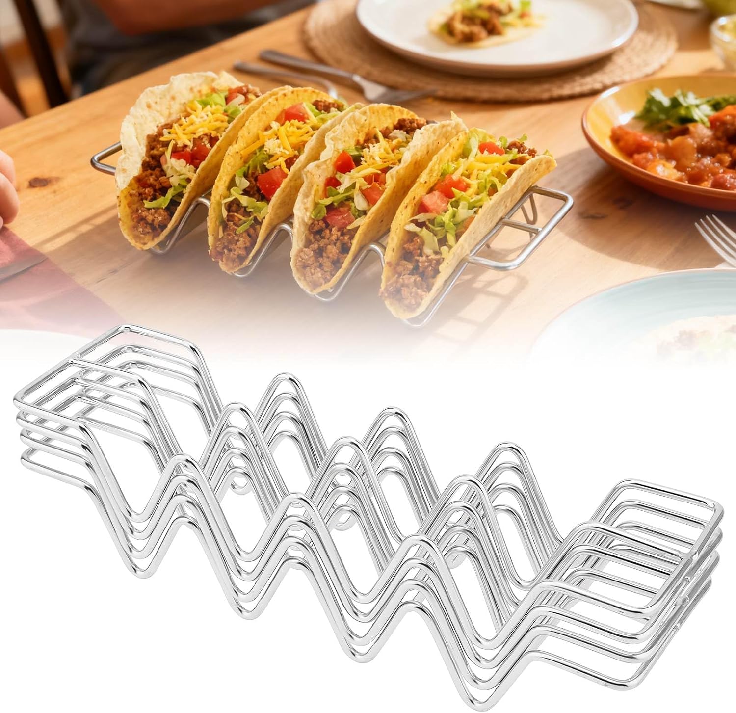 Taco Holders set of 4, Holds 4 Tortillas Each,Stainless Steel Taco Rack