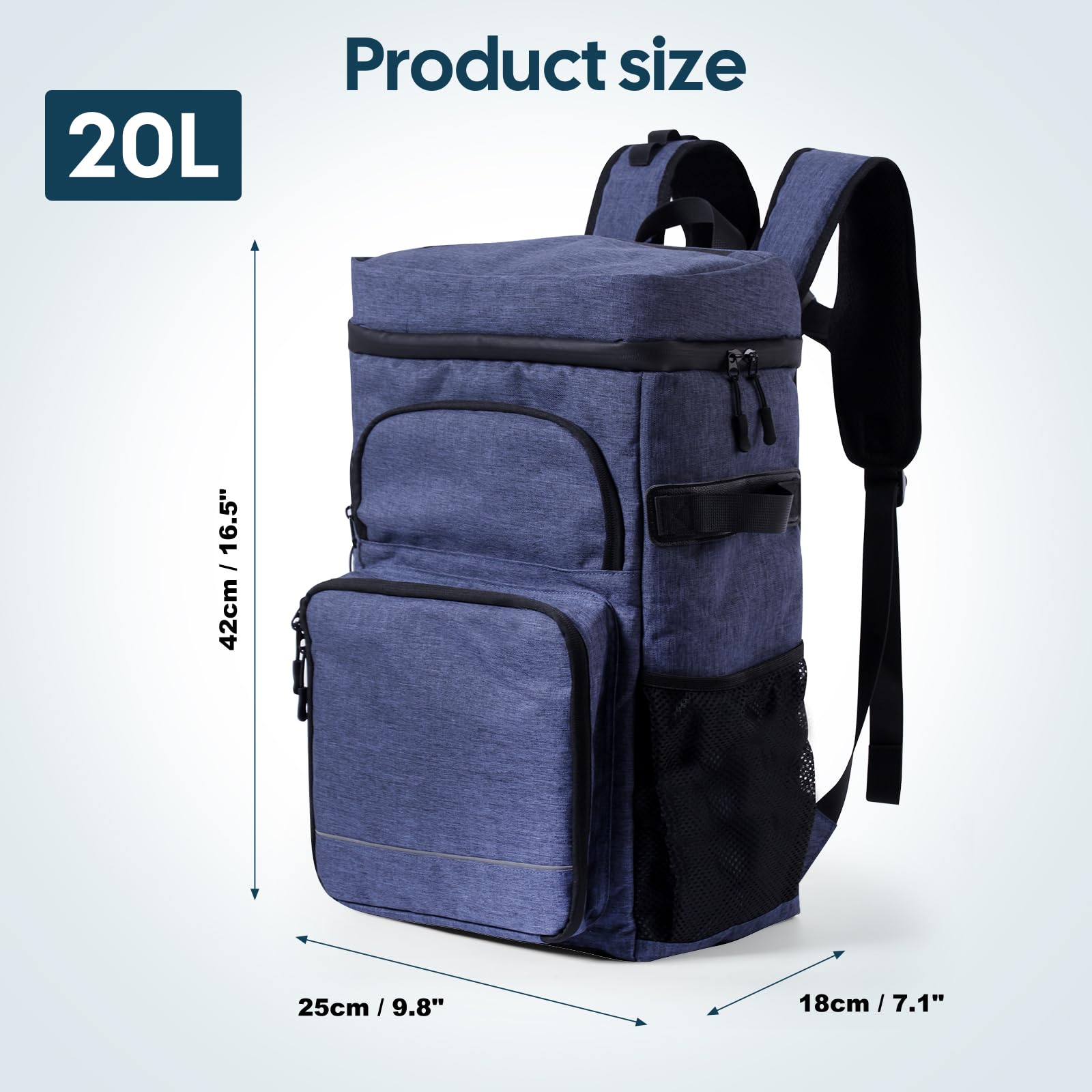 Sac à Dos Isotherme 50 L étanche – Pour Pique-nique, Rando, Camping, Plage – Compartiments Organisés, Bandes Réfléchissantes