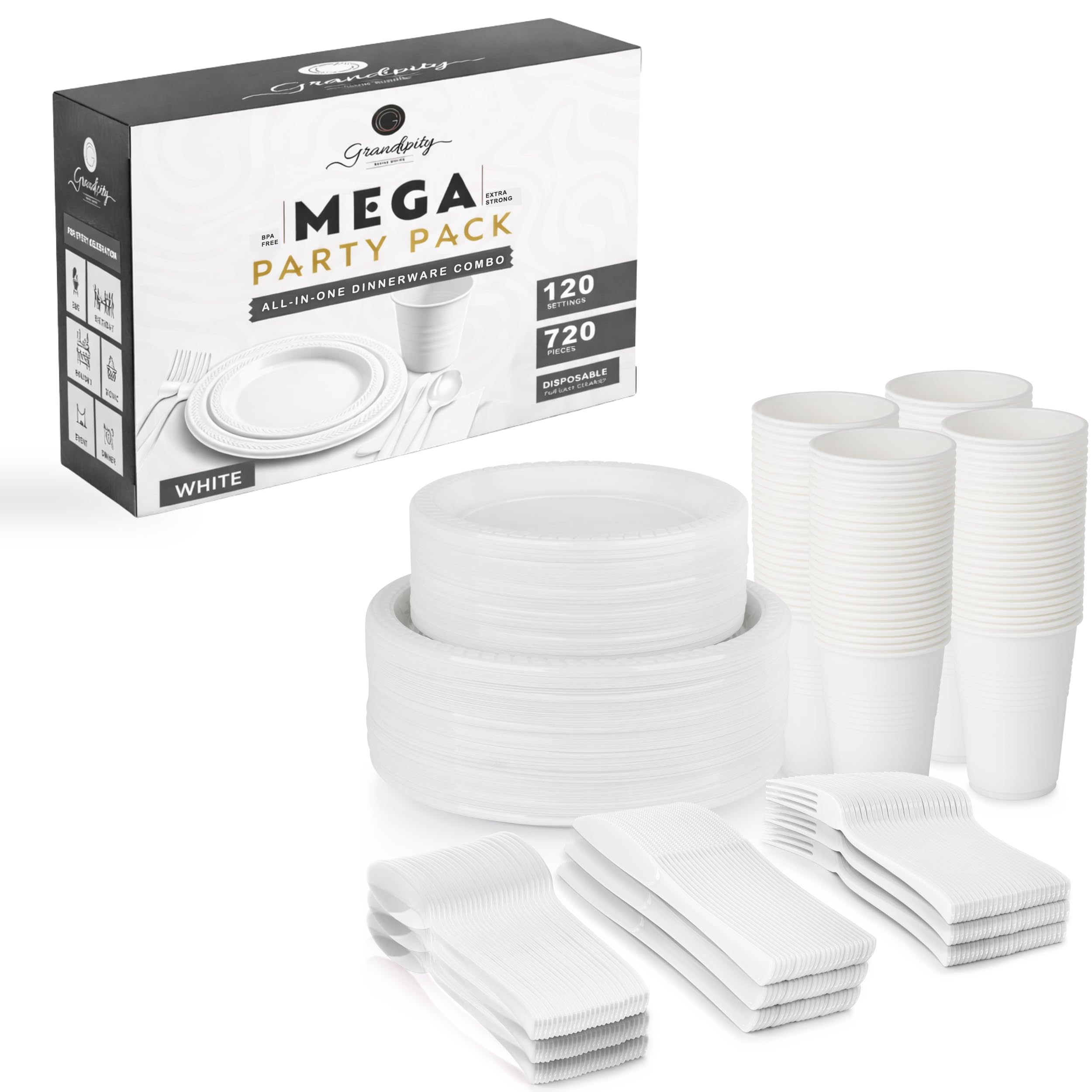 Grandipity Disposable Dinnerware Sets - 720 Piece -13