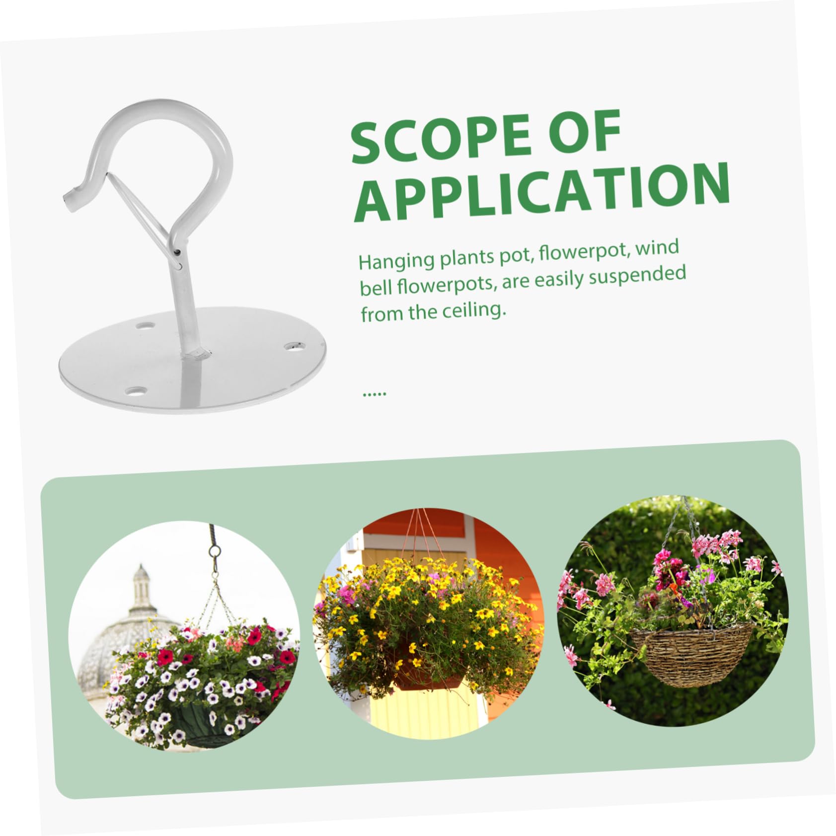 Sosoport 5 Ensembles Crochets Pour Plantes Suspendues En Plein Air Cintres Pour Plantes En Plein Air Cintre Pour D'intérieur Crochet De Plafond Blanche Acier Carbone 2 Pièces * 5