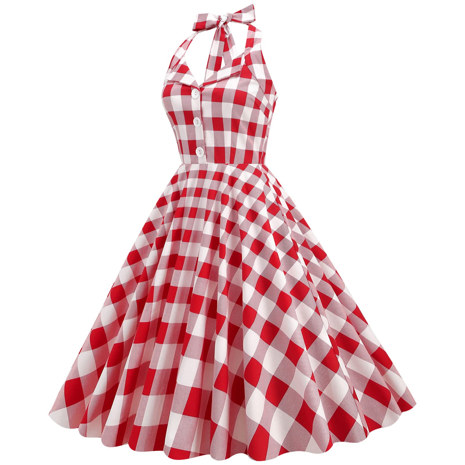 Robe vintage années 50 à pois pour femme - Robe de cocktail à motif floral années 50 Rockabilly Audrey Hepburn - Robe de bal de fin d'année