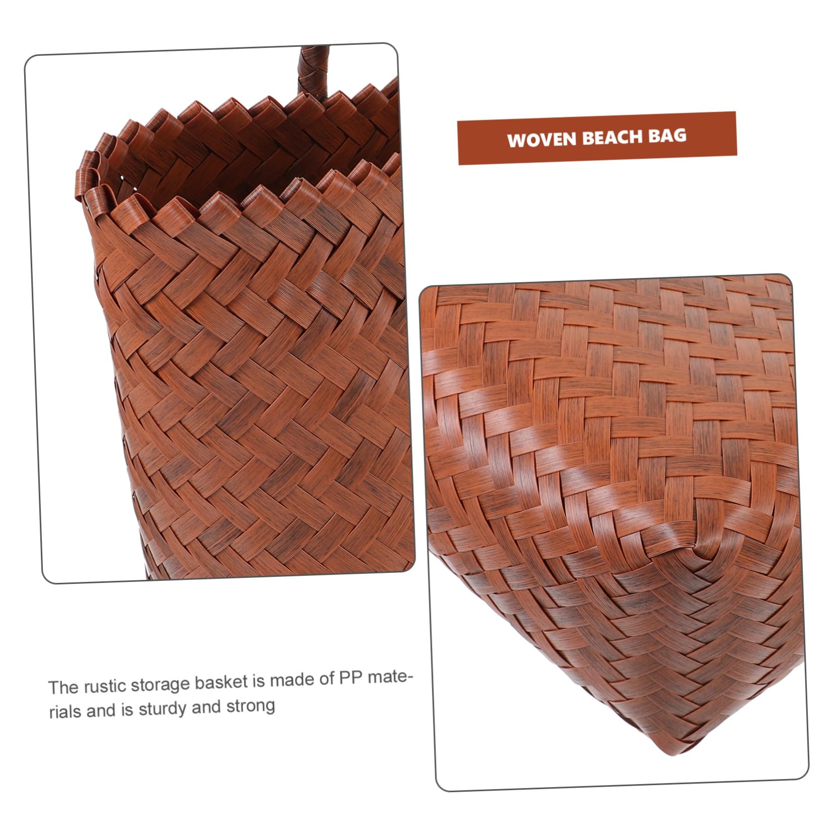 Bolso Tejido de Paja Vintage para Picnic y Uso Interior Gran Capacidad, Asa Resistente y Material PP Duradero para Almacenamiento Práctico