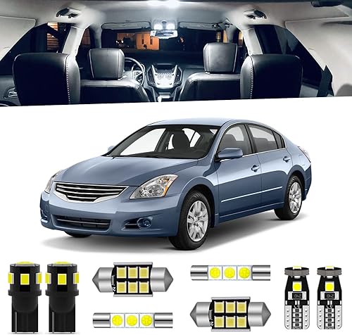 14 luces LED Altima interiores para Nissan Altima 2007 2008 2009 2010 2011 2012 blanco 6000K LED paquete de iluminación interior + luces de