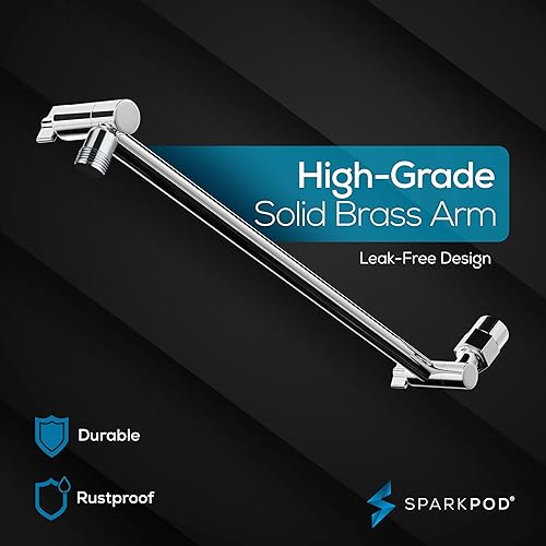 Miniatura 8 de SparkPod - Cabezal de ducha cuadrado para lluvia con brazo de extensión de cabezal de ducha - Lluvia de alta presión - Aspecto moderno de lujo -
