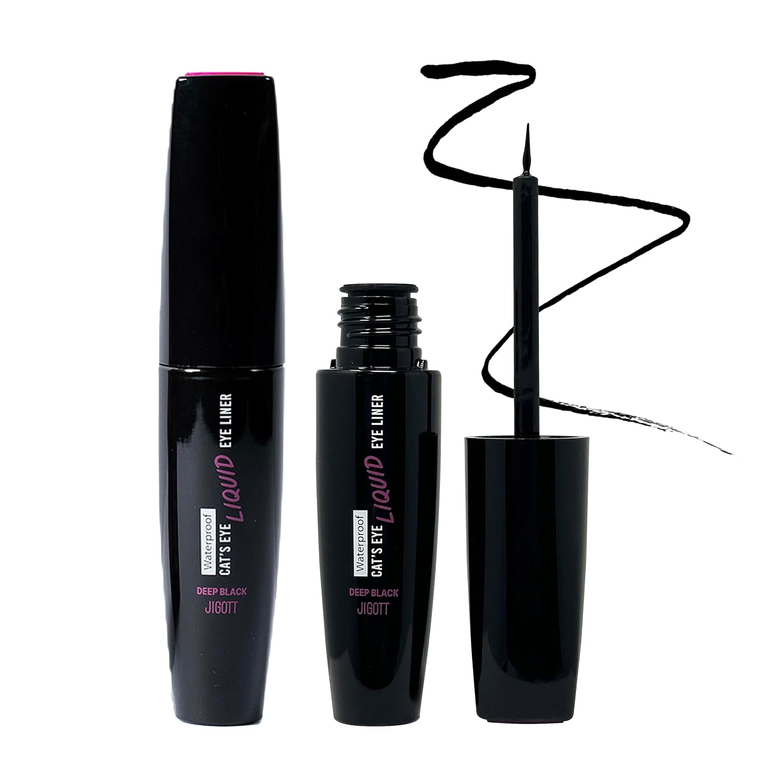 Jigott Cat's Eye Waterproof Liquid Eyeliner Deep Black, 2 Pack