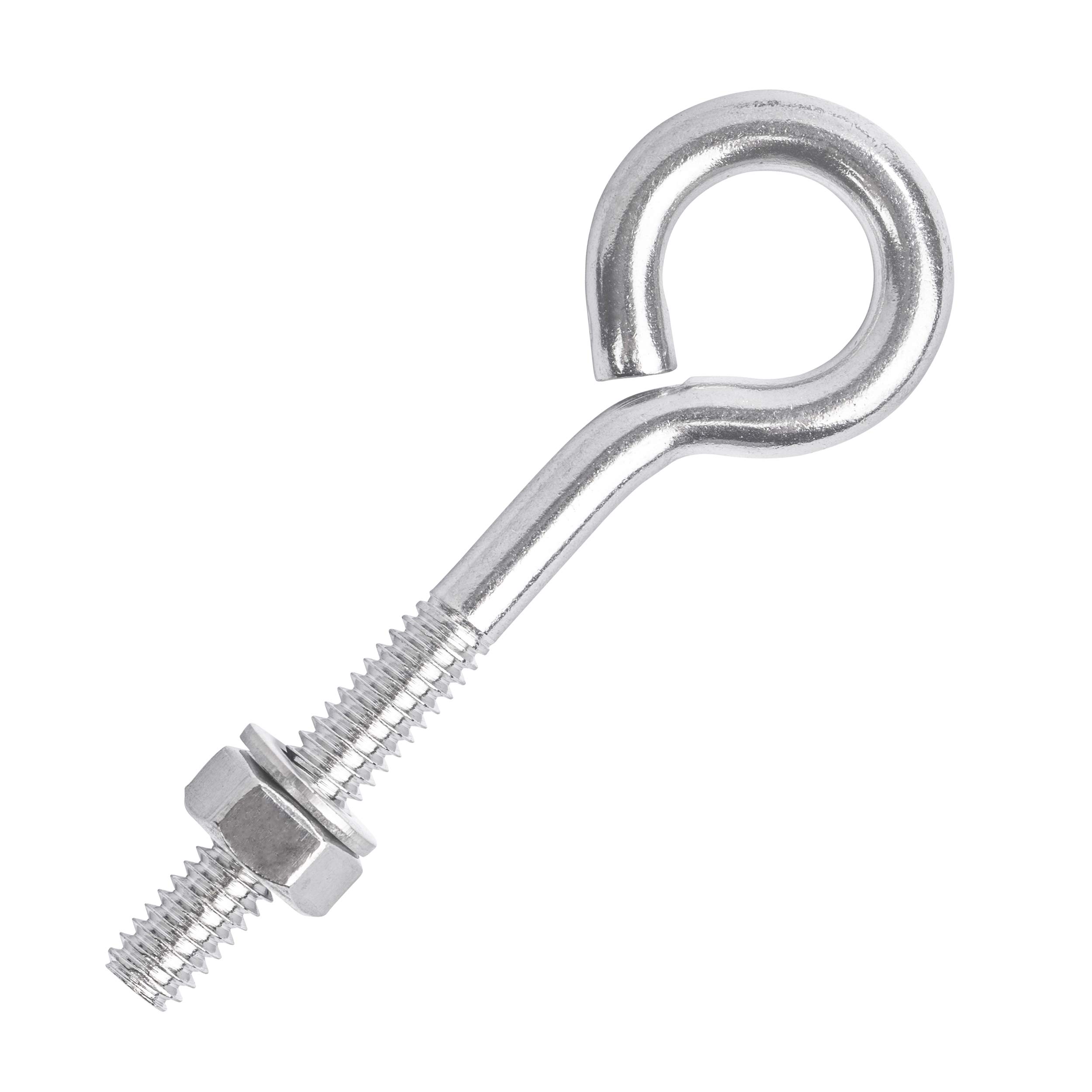 Premier Stainless Solutions 1/4” x 2” Long Stainless Steel Threaded Eyebolts, T316 Marine Grade – Lot of 5
