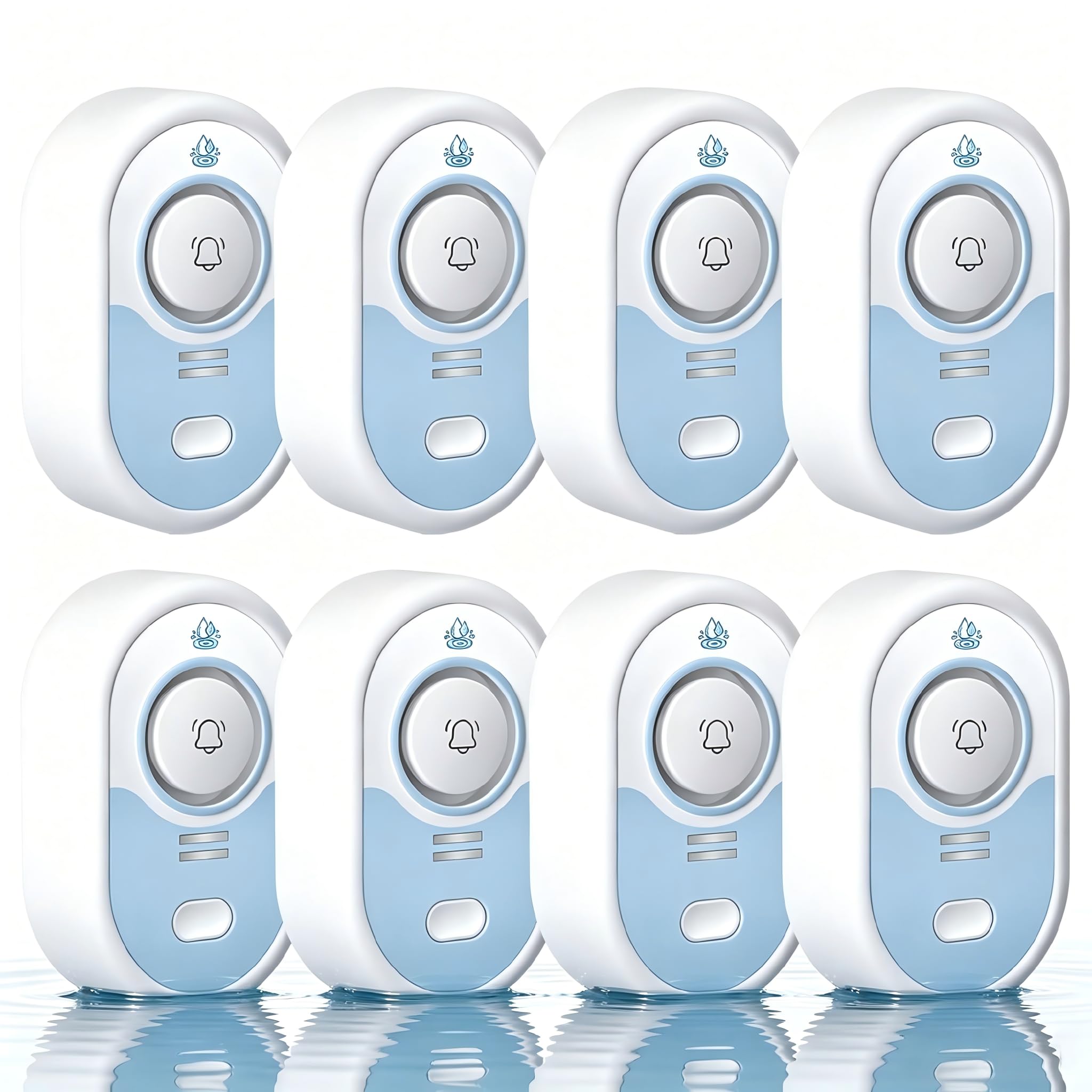 VETOUCH Water Leak Detector with Loud Alarm, 100dB Siren & LED Flash, Water Sensor Alarm for Home, Basement, Sump Pump, Kitchen, Bathroom, RV, Water Heater, Indoor Outdoor 8-Pack