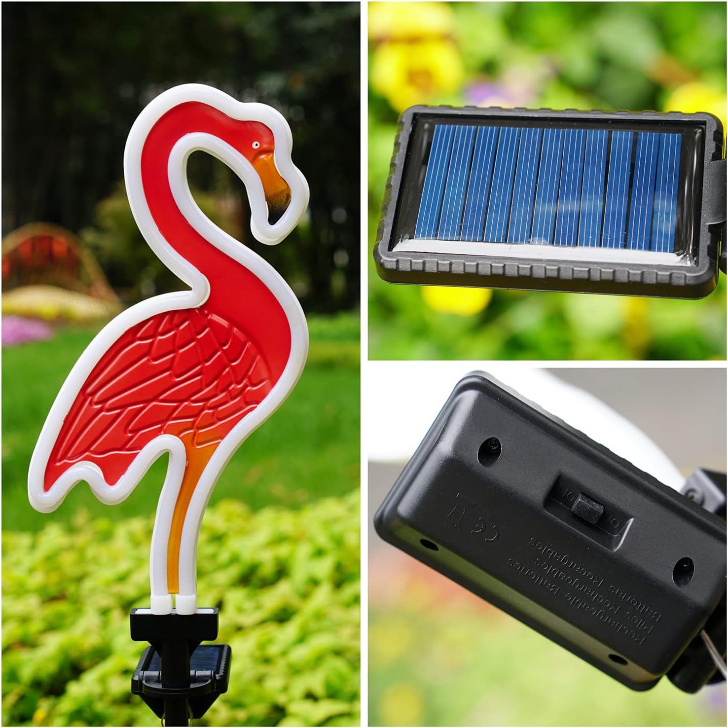 SunKite Flamingo Solar Stake Lights Outdoor,Waterproof Solar Neon Lights for Garden,Yard, Lawn,Pathway,Patio,Backyard (2 Pack)
