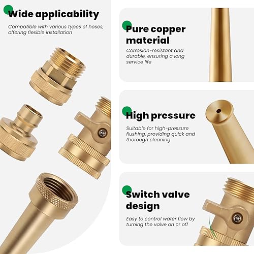 Miniatura 9 de Watflow Boquilla de manguera de latón macizo de 34 pulgadas, boquilla de manguera de alta presión resistente, rociador de manguera de agua de fácil