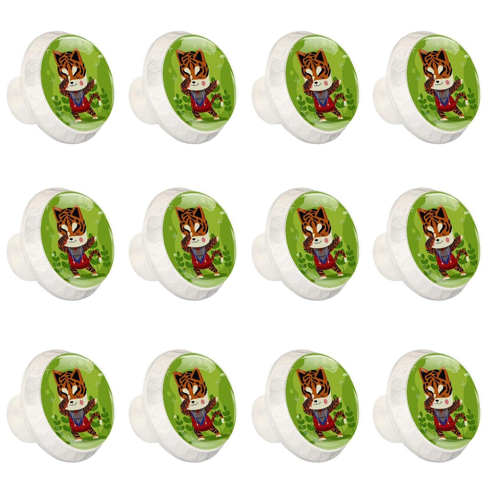 Boutons d'armoires de cuisine ronds en oeil de tigre vert pour tiroir et commode lot de 12