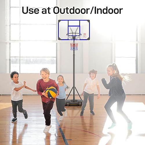 Miniatura 5 de Aro de baloncesto para niños al aire libre de 4.82 a 8.53 pies, ajustable, portátil, aros de baloncesto y porterías para niñosadolescentesjóvenes en