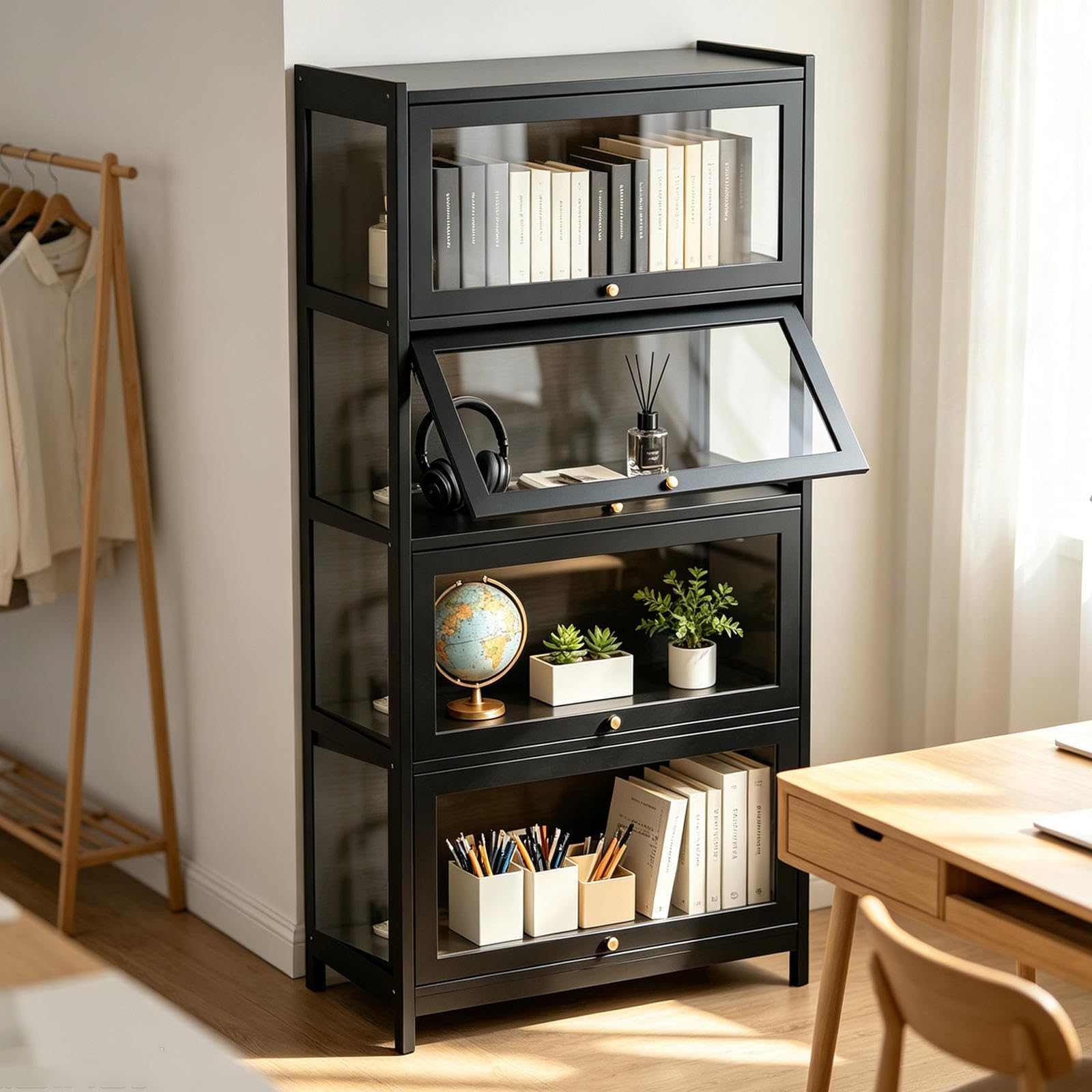 Vitrina Cristal Cerrada Vitrina Expositora para Colecciones Vitrine ,Black