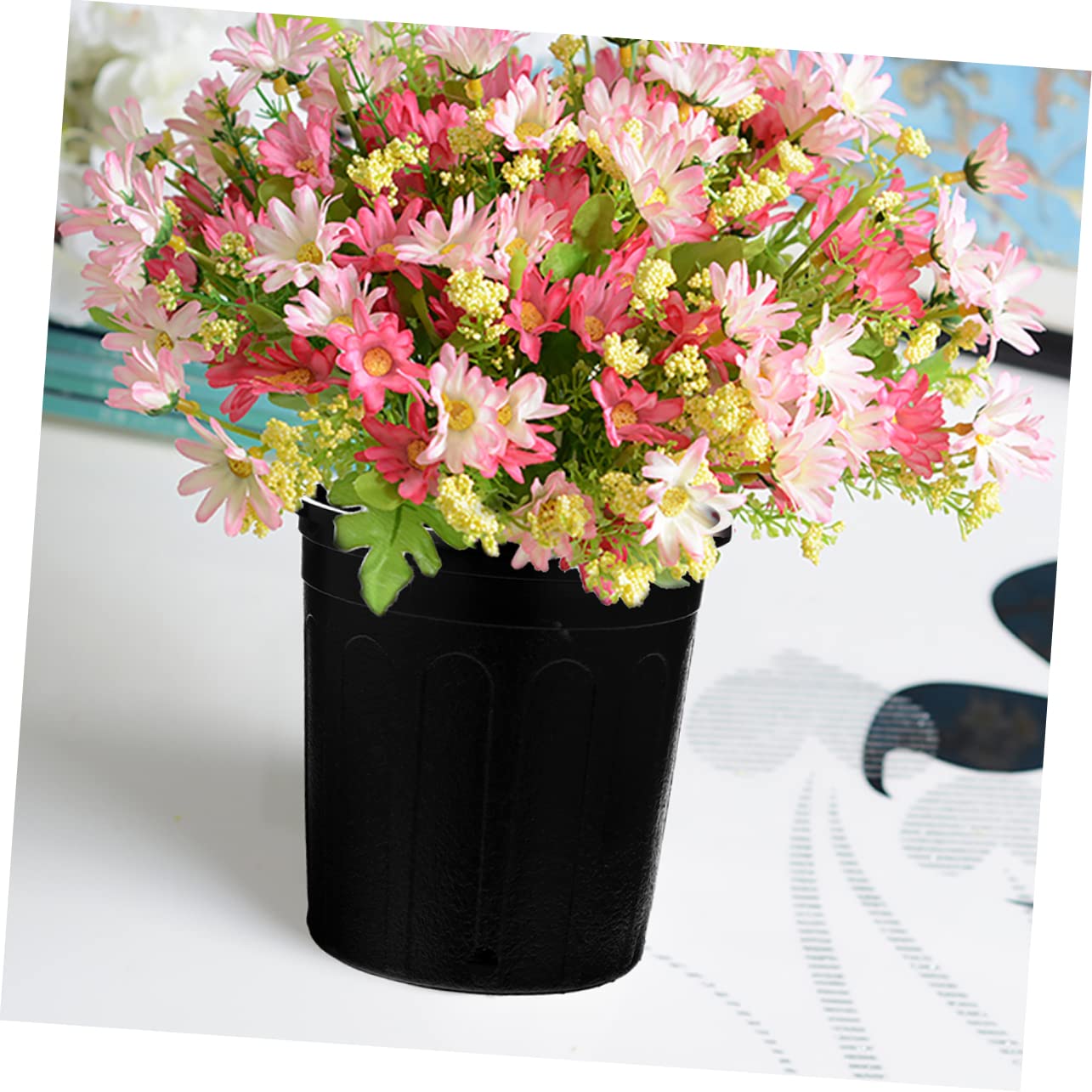 Sosoport Paquete De 25 Macetas para Plantas De Inicio De Plástico Resistente De 1 Galón De Color Negro con Diseño Simple Y Drenaje para El Hogar Y El Jardín