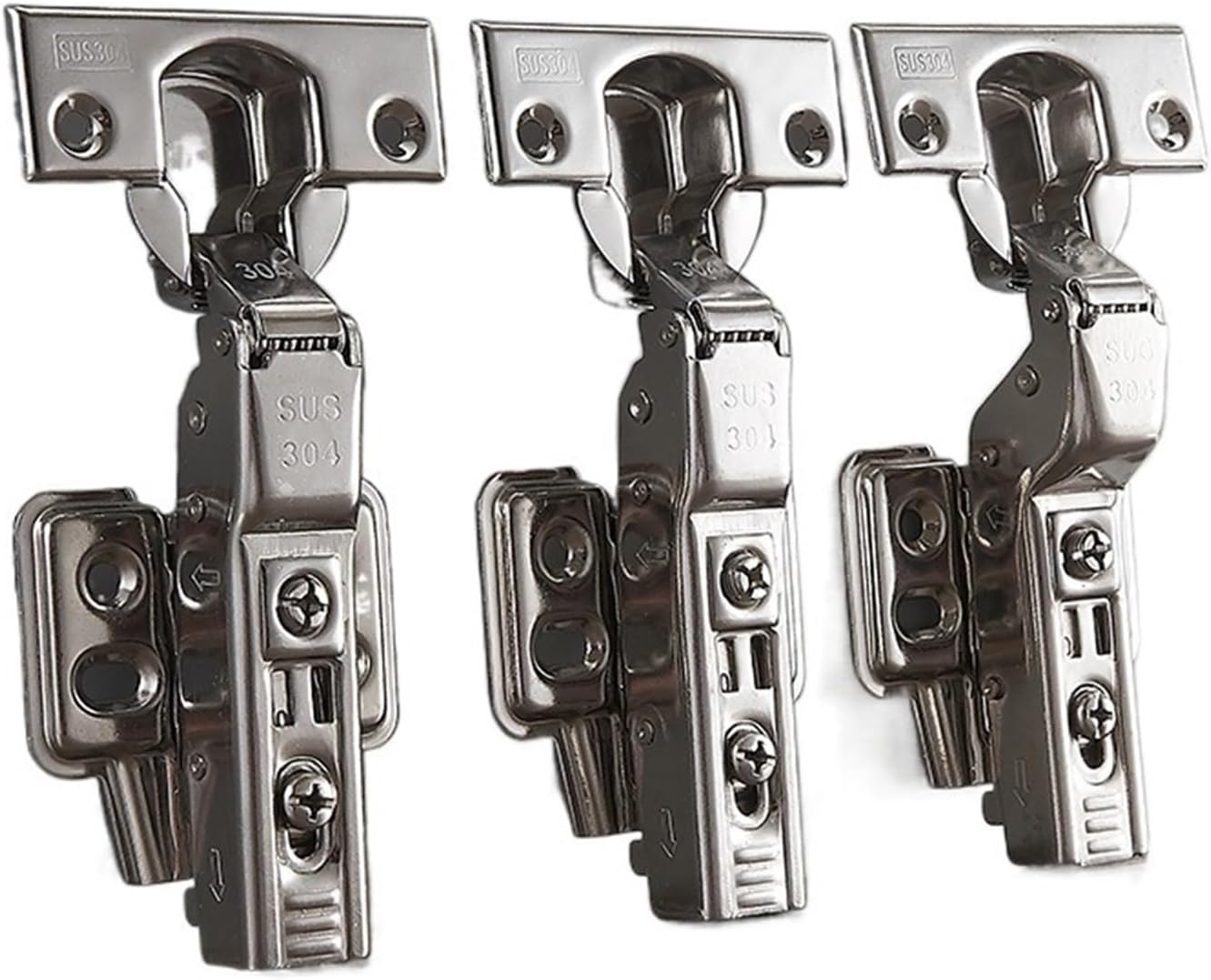 Furniture Hinges,Folding Doors Hinge with Screws, Door Hinges 304 Stainless Steel Hinge Furniture Hardware Soft Close for Cabinets and Cupboard Furniture Fittings Damper Buffer Hinges(4pieces Full Ove